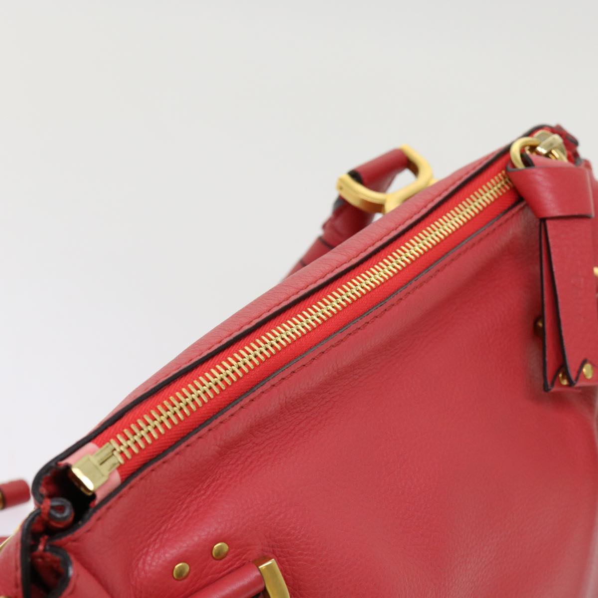 Chloe Mercy Shoulder Bag Leather Red Auth 69677