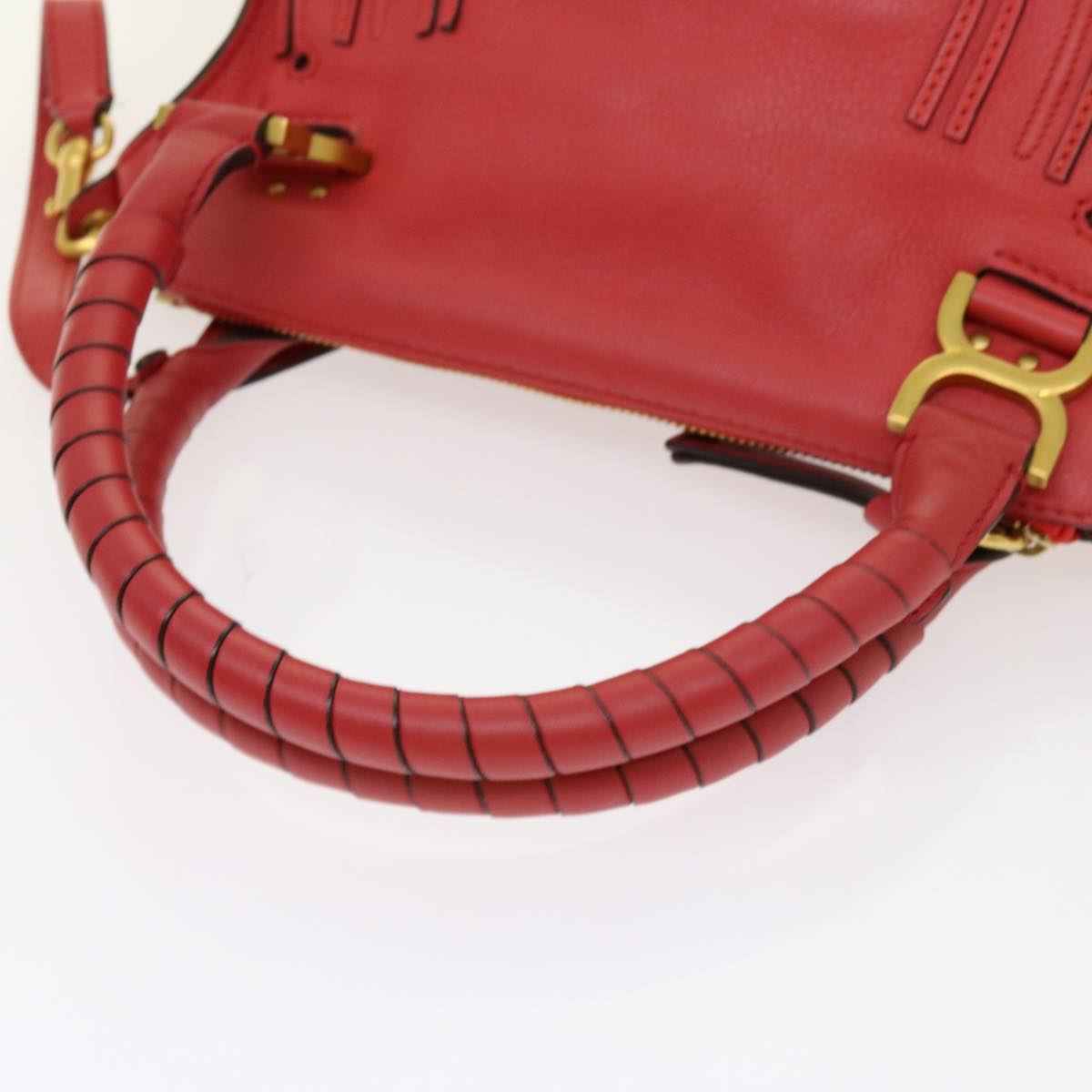 Chloe Mercy Shoulder Bag Leather Red Auth 69677