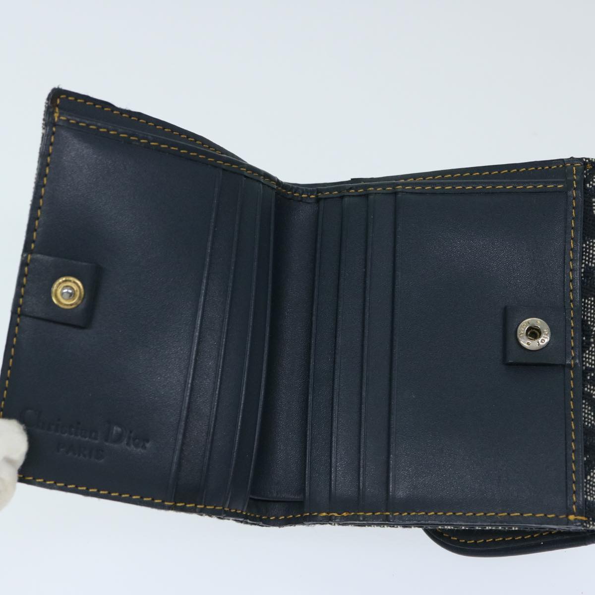 Christian Dior Trotter Canvas Saddle Wallet Navy Auth 69678