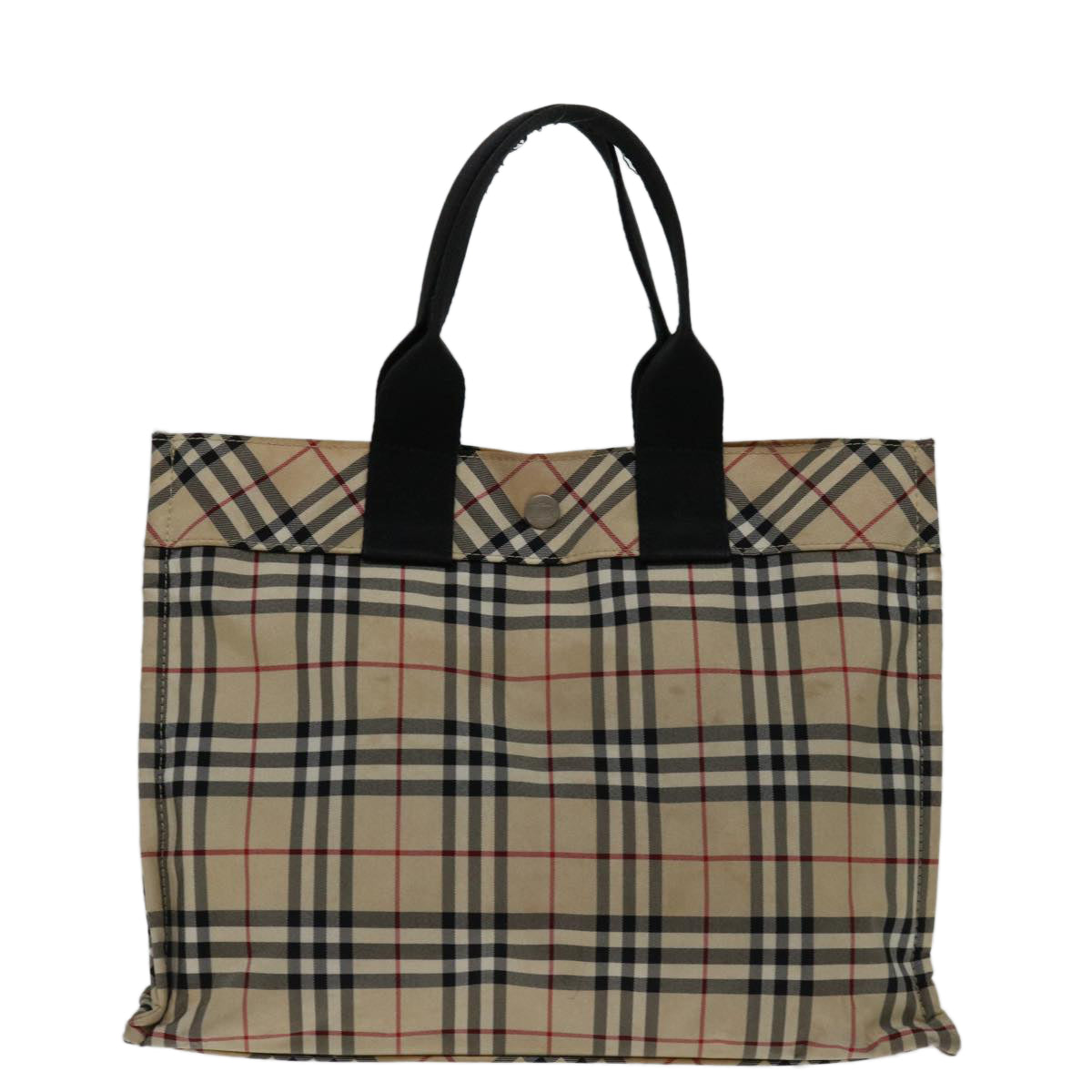 BURBERRY Nova Check Blue Label Tote Bag Nylon Beige Auth 69692