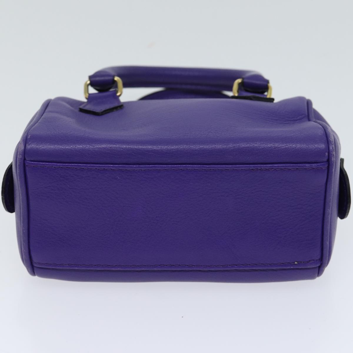 CELINE Hand Bag Leather 2way Purple Auth 69720