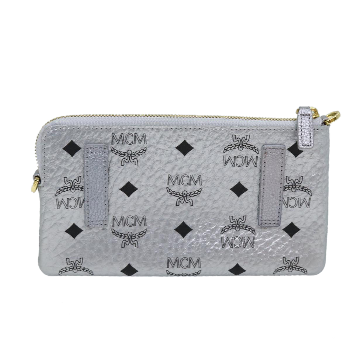 MCM Vicetos Logogram Accessory Pouch PVC Silver Auth 69723A - 0