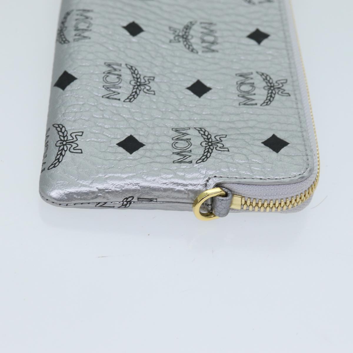 MCM Vicetos Logogram Accessory Pouch PVC Silver Auth 69723A