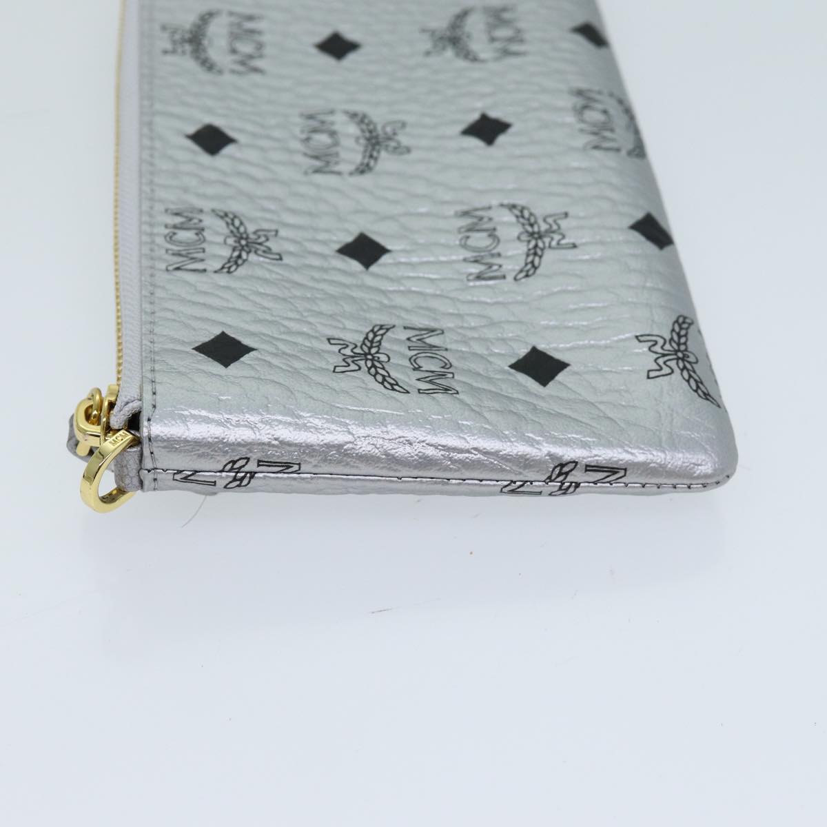 MCM Vicetos Logogram Accessory Pouch PVC Silver Auth 69723A