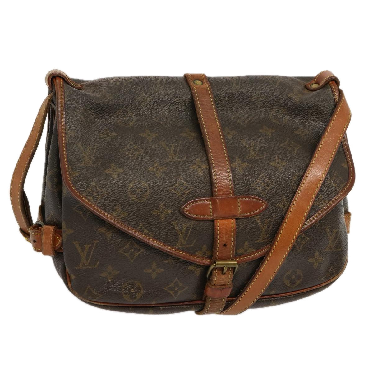 LOUIS VUITTON Monogram Saumur 30 Shoulder Bag M42256 LV Auth 69724