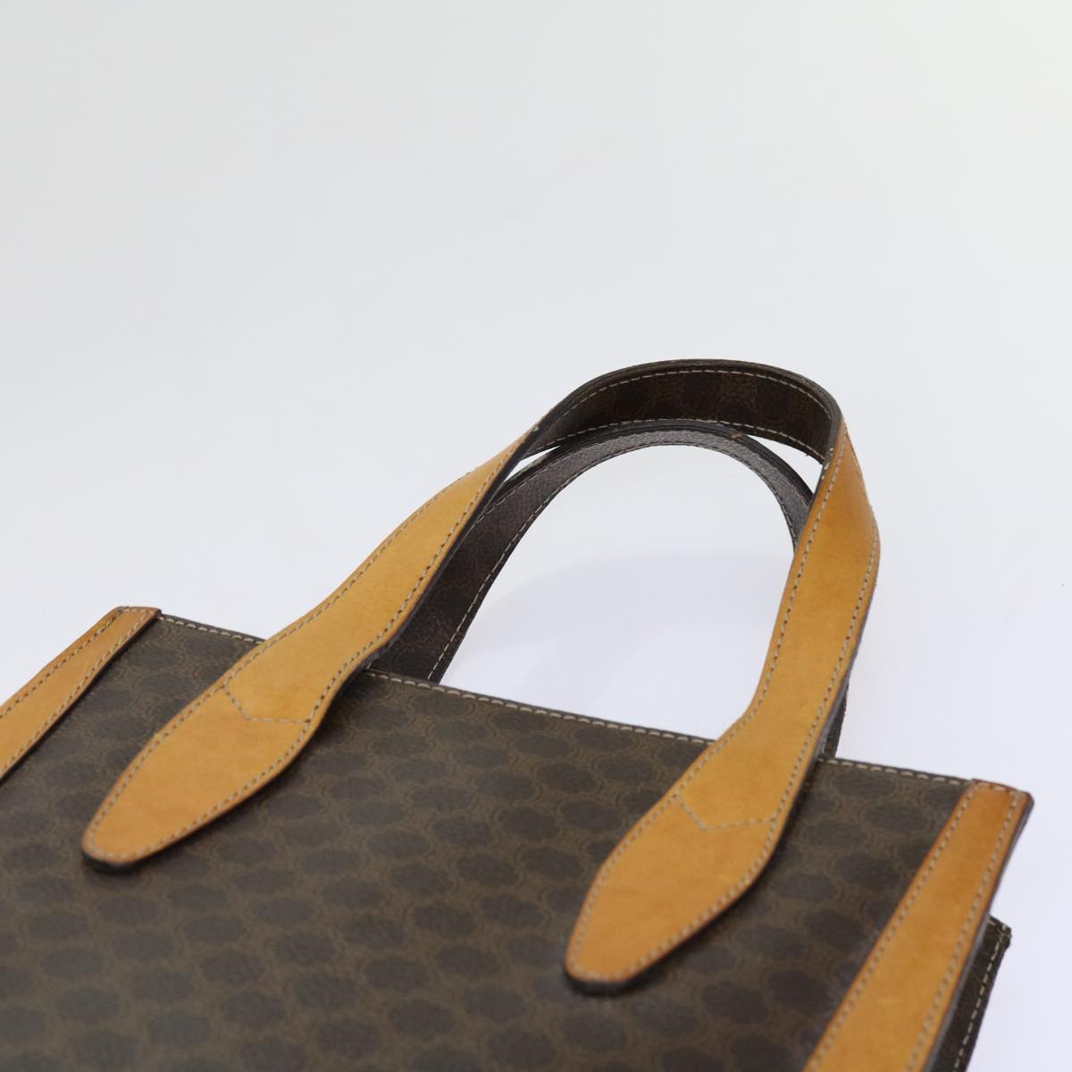 CELINE Macadam Canvas Hand Bag PVC Brown Auth 69735