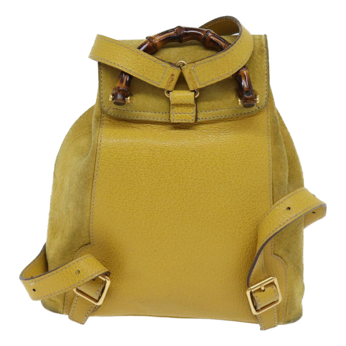 GUCCI Bamboo Backpack Suede Leather Yellow 003 1705 0030 Auth 69737 - 0