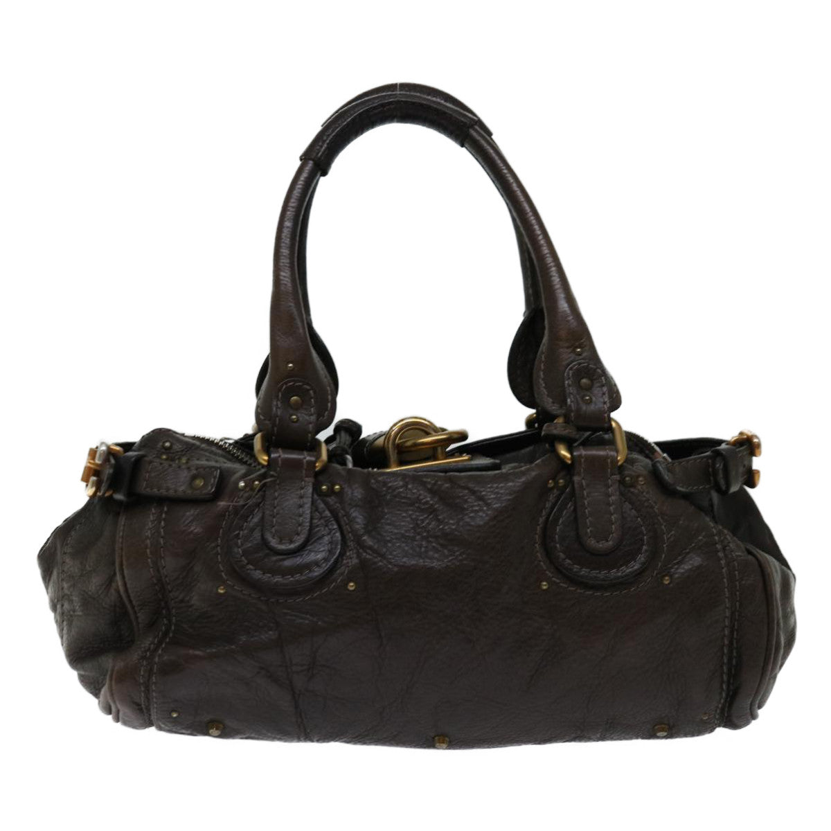 Chloe Paddington Shoulder Bag Leather Brown Auth 69741
