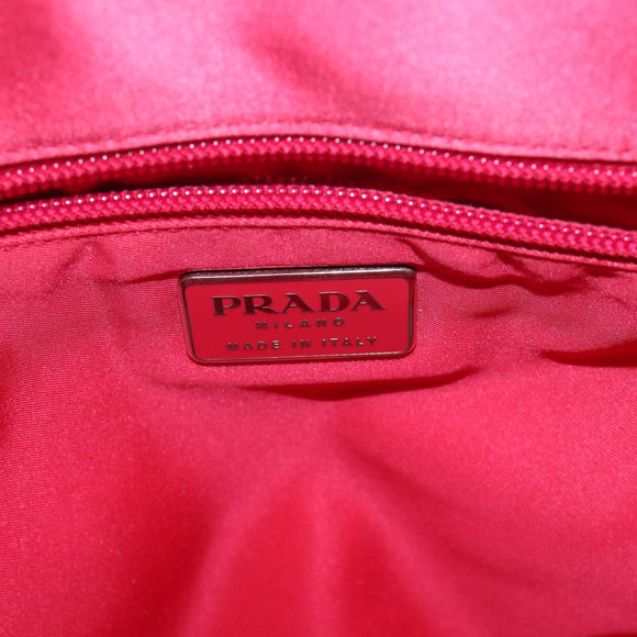 PRADA Hand Bag Satin Red Auth 69745