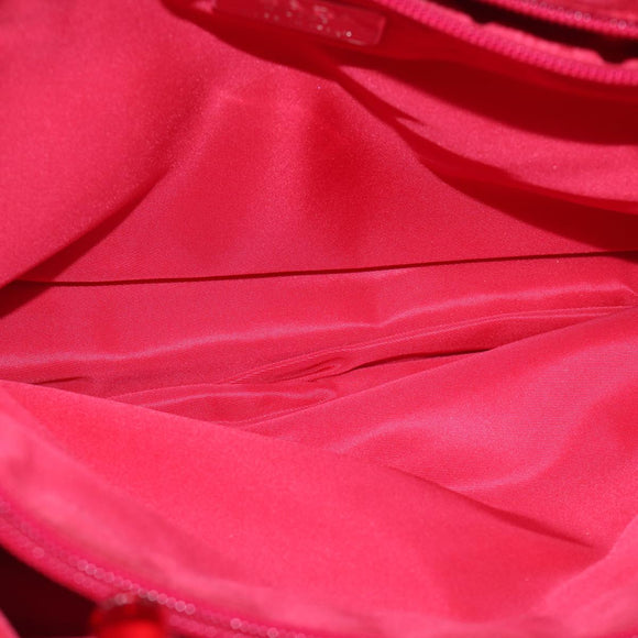 PRADA Hand Bag Satin Red Auth 69745