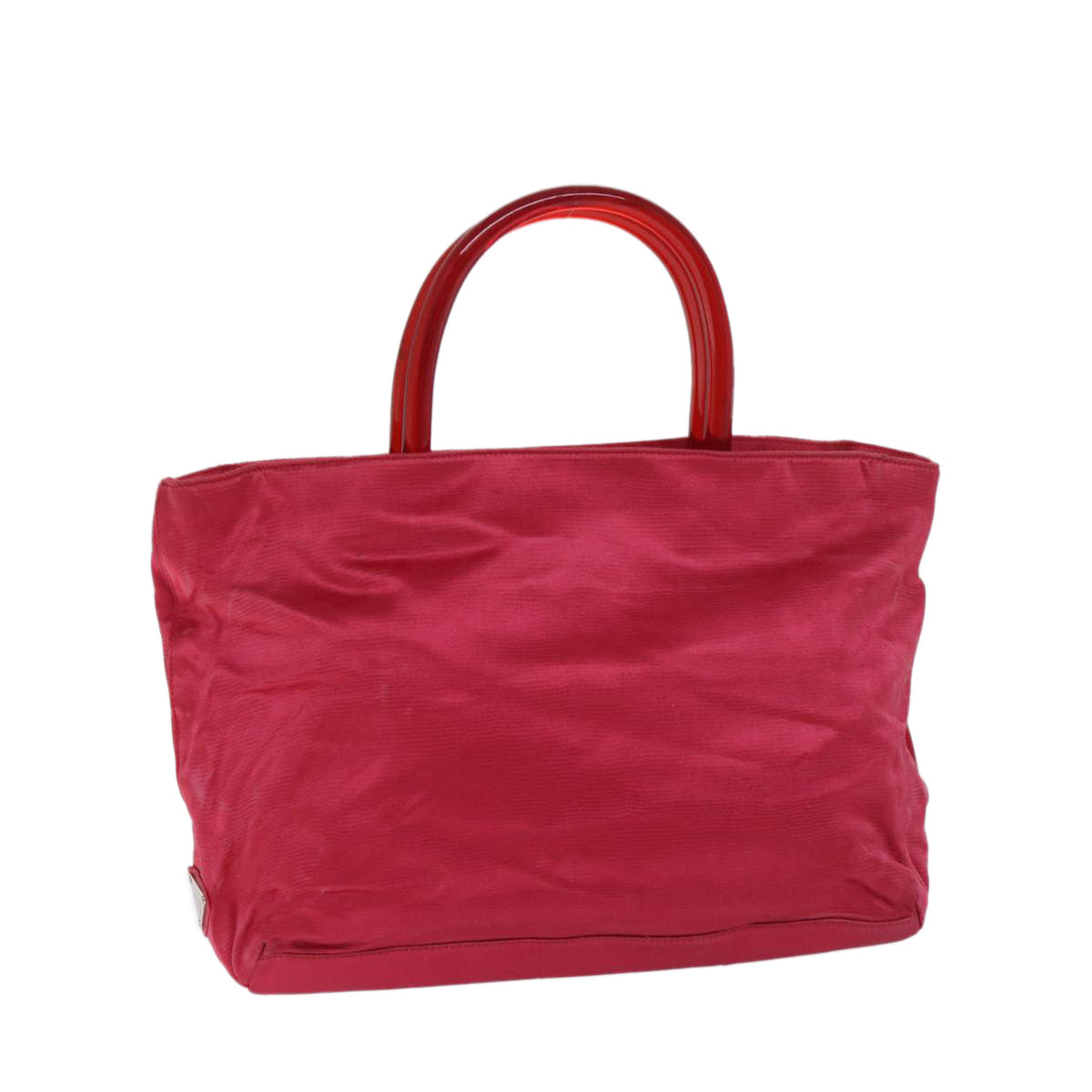 PRADA Hand Bag Satin Red Auth 69745