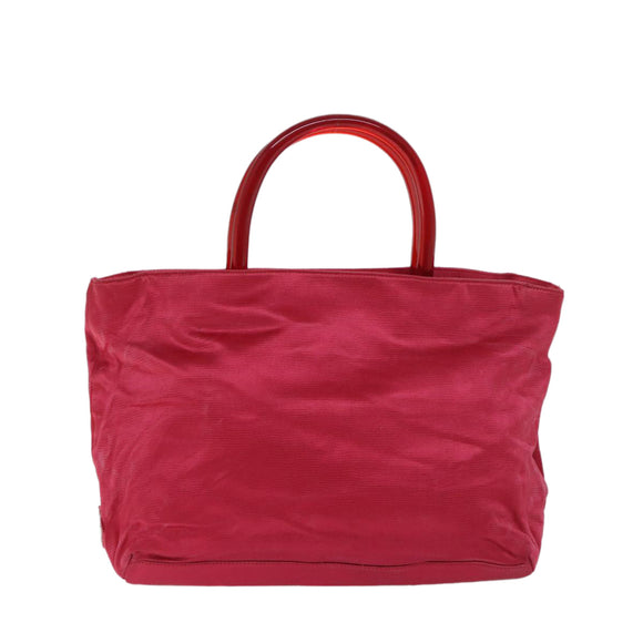 PRADA Hand Bag Satin Red Auth 69745