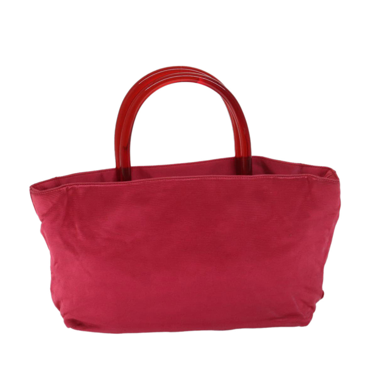 PRADA Hand Bag Satin Red Auth 69745 - 0