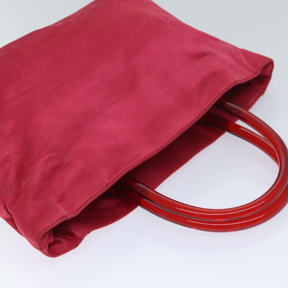 PRADA Hand Bag Satin Red Auth 69745