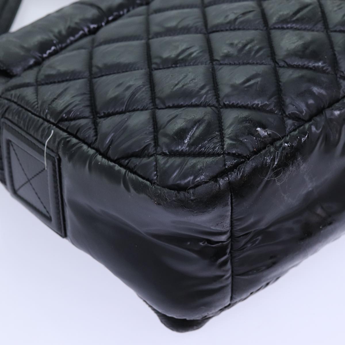 CHANEL Coco Cocoon Shoulder Bag Nylon Black CC Auth 69755