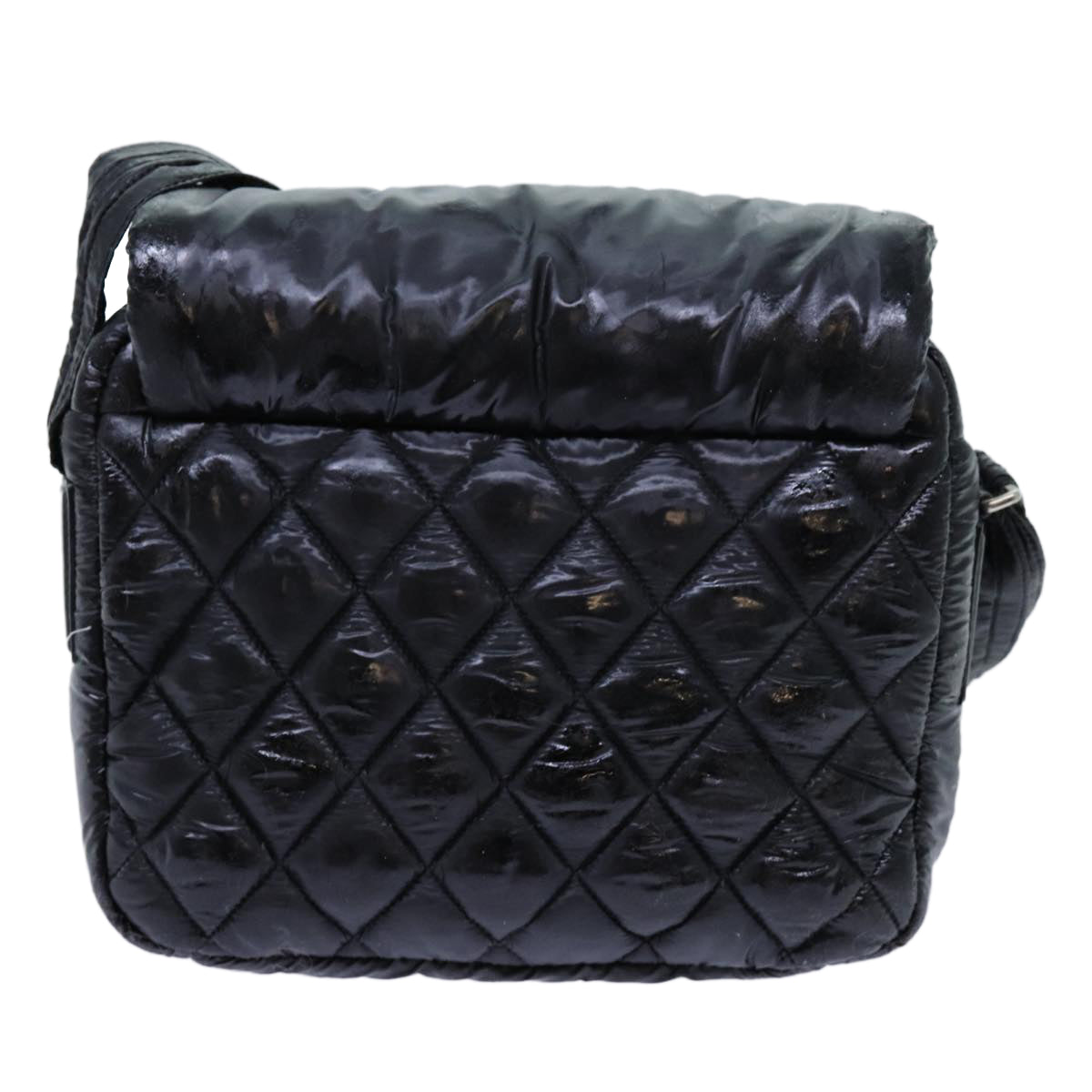 CHANEL Coco Cocoon Shoulder Bag Nylon Black CC Auth 69755