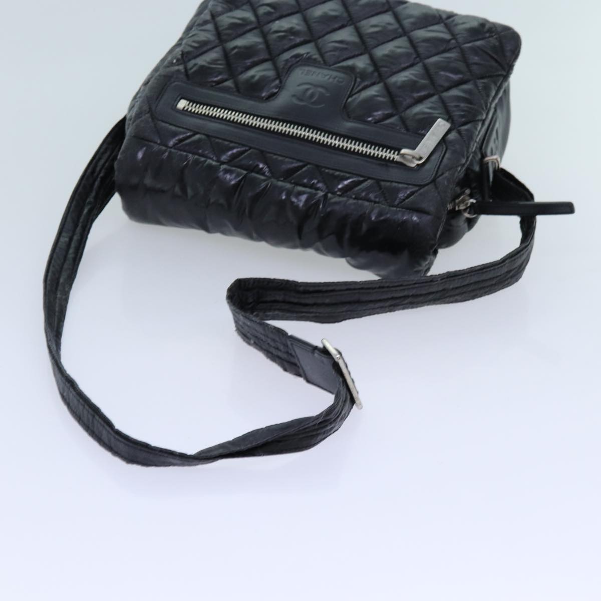 CHANEL Coco Cocoon Shoulder Bag Nylon Black CC Auth 69755