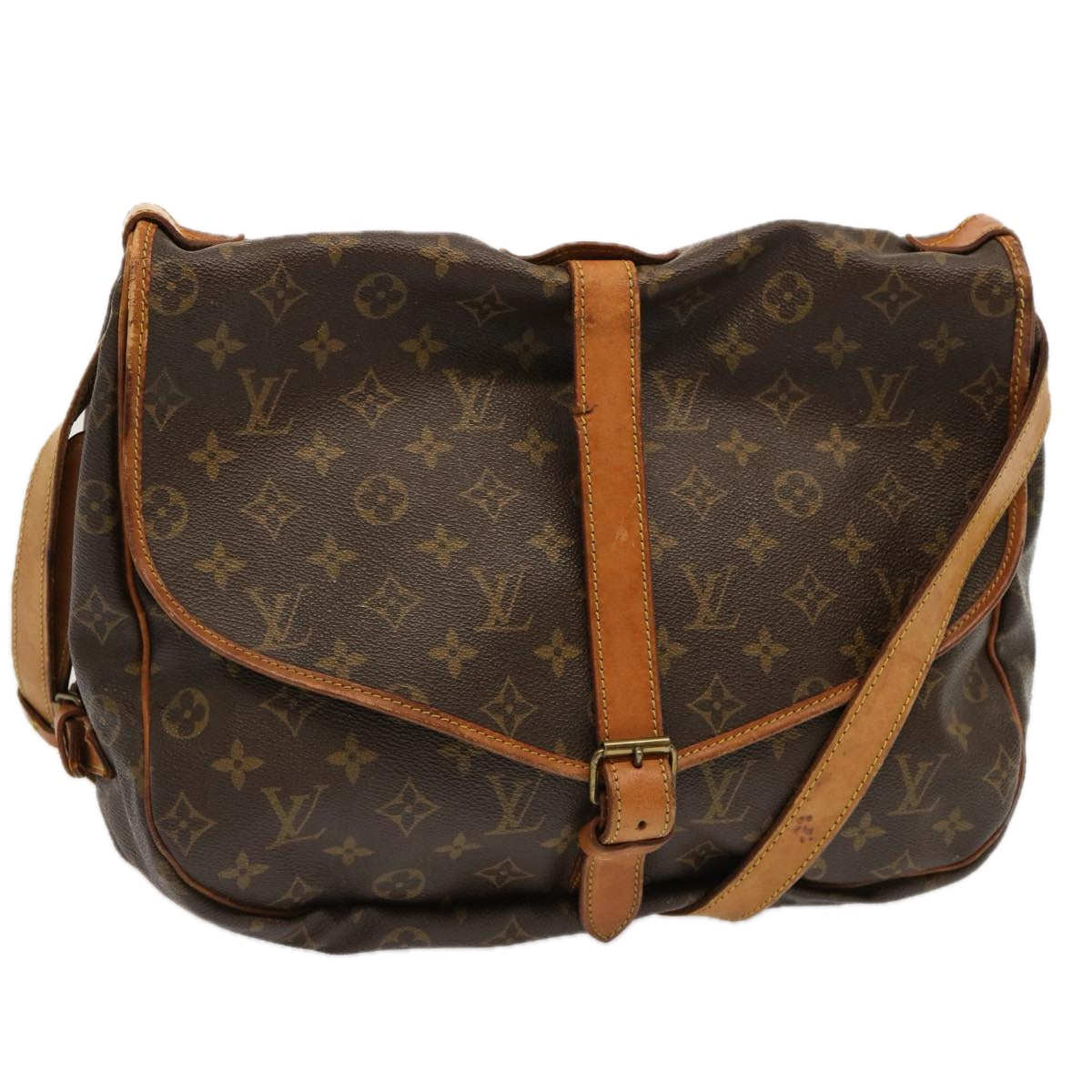 LOUIS VUITTON Monogram Saumur 35 Shoulder Bag M42254 LV Auth 69757