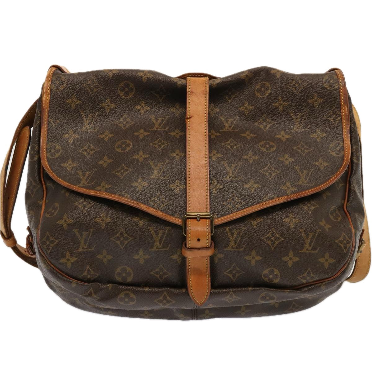 LOUIS VUITTON Monogram Saumur 35 Shoulder Bag M42254 LV Auth 69757