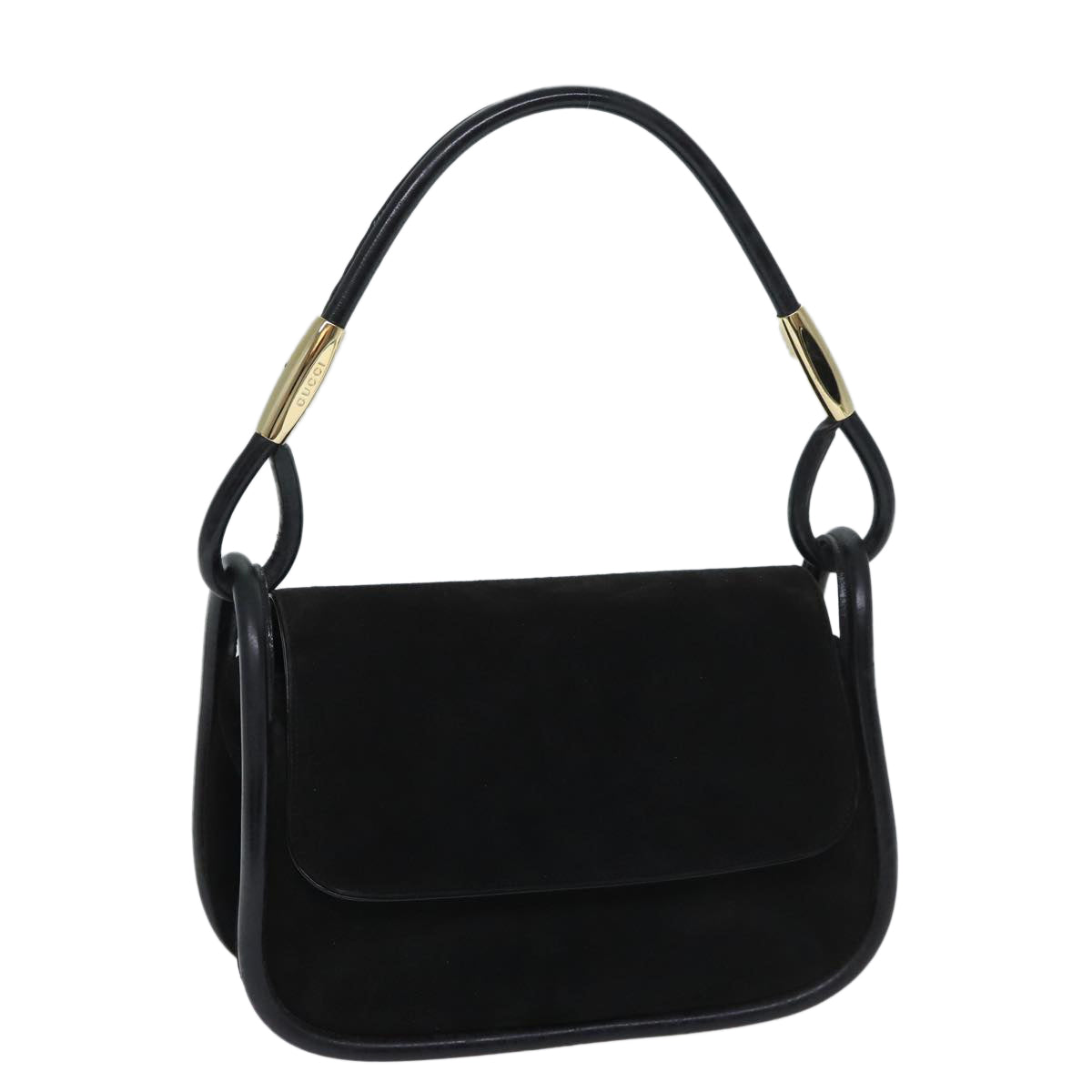 GUCCI Shoulder Bag Suede Black Auth 69773