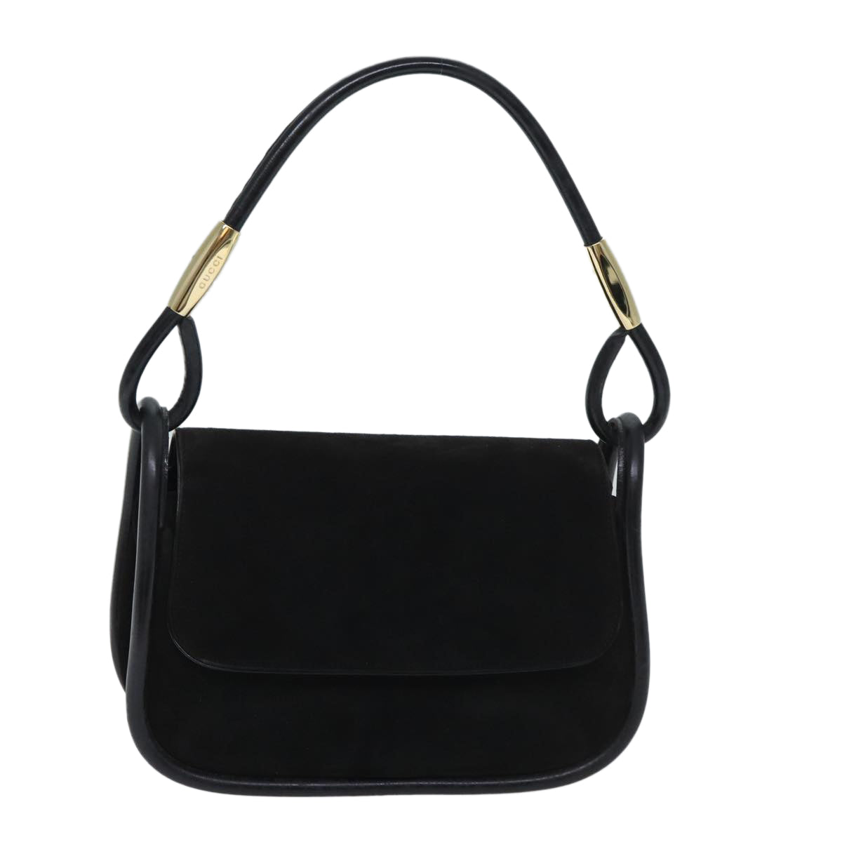 GUCCI Shoulder Bag Suede Black Auth 69773