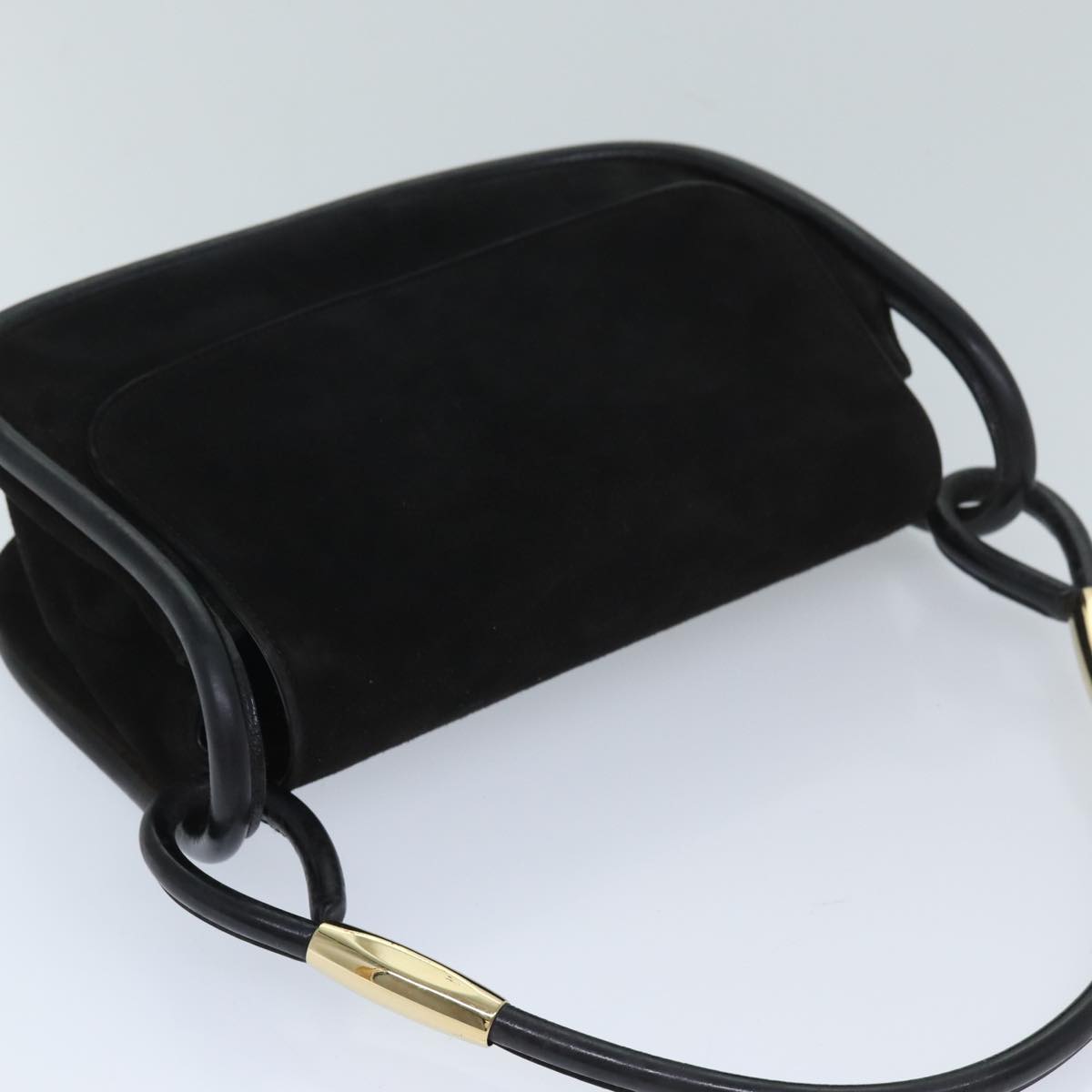 GUCCI Shoulder Bag Suede Black Auth 69773