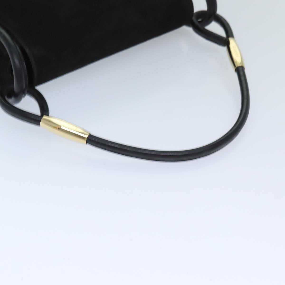 GUCCI Shoulder Bag Suede Black Auth 69773