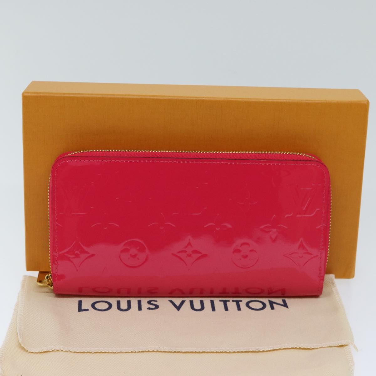 LOUIS VUITTON Monogram Vernis Zippy Wallet Rose Rich M93202 LV Auth 69791A