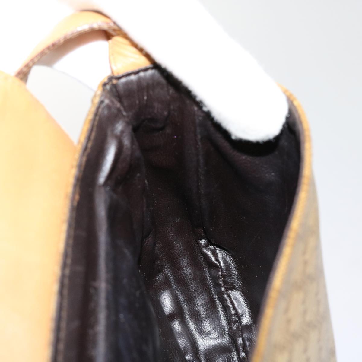 CELINE Macadam Canvas Shoulder Bag PVC Beige Auth 69846