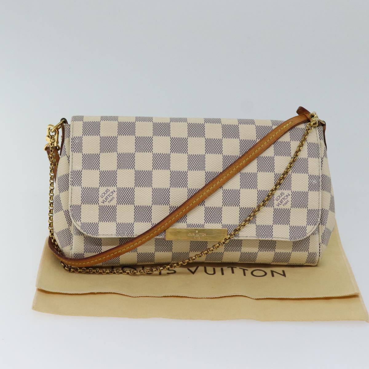 LOUIS VUITTON Damier Azur Favorit MM Shoulder Bag 2way N41275 LV Auth 69857