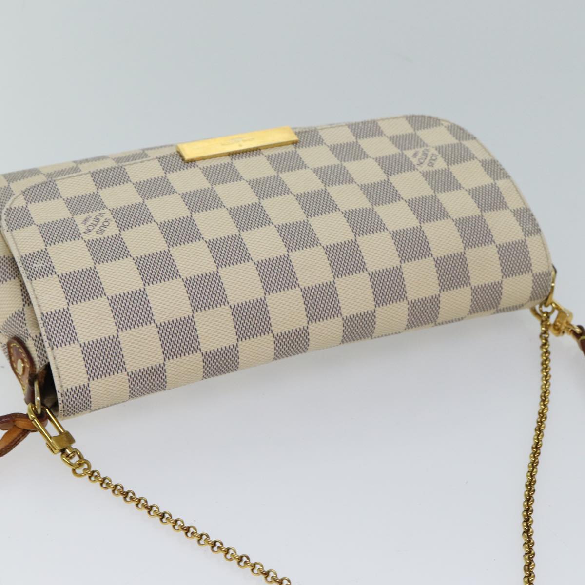 LOUIS VUITTON Damier Azur Favorit MM Shoulder Bag 2way N41275 LV Auth 69857