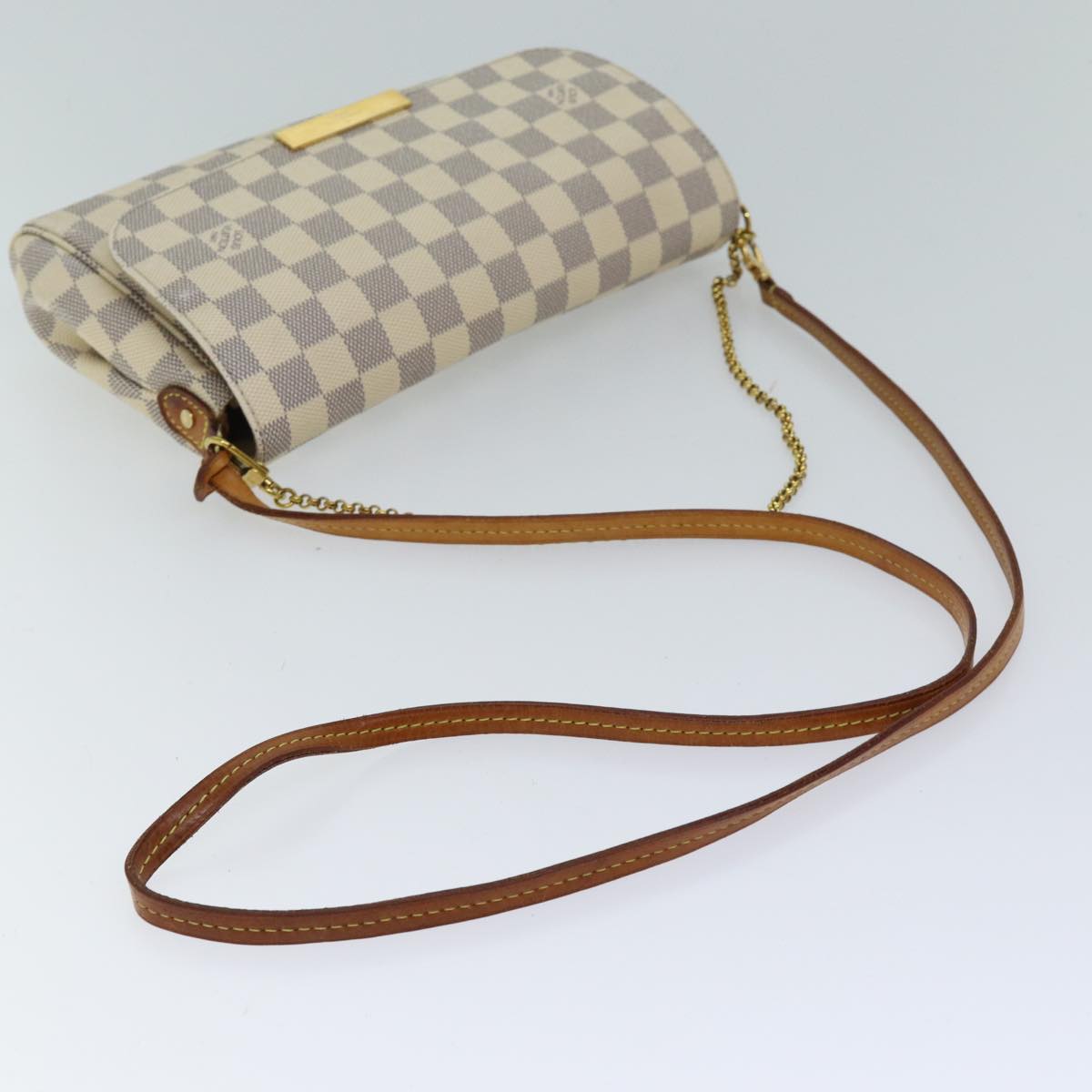 LOUIS VUITTON Damier Azur Favorit MM Shoulder Bag 2way N41275 LV Auth 69857