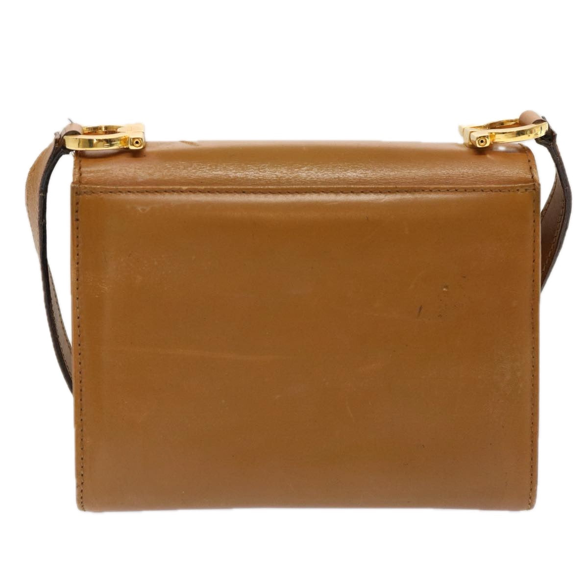 Salvatore Ferragamo Gancini Shoulder Bag Leather Brown Auth 69860