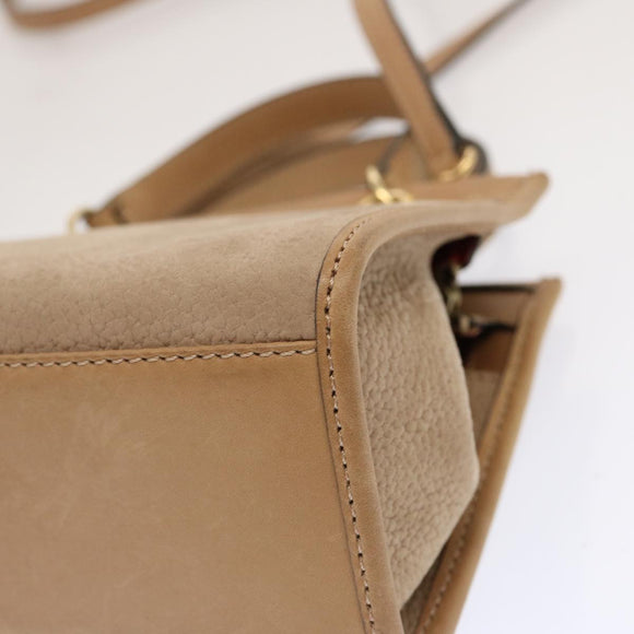 CELINE Hand Bag Leather 2way Beige Auth 69861