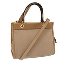 CELINE Hand Bag Leather 2way Beige Auth 69861-1