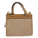 CELINE Hand Bag Leather 2way Beige Auth 69861-2