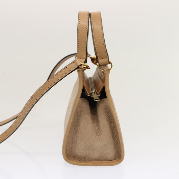CELINE Hand Bag Leather 2way Beige Auth 69861