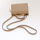 CELINE Hand Bag Leather 2way Beige Auth 69861-7