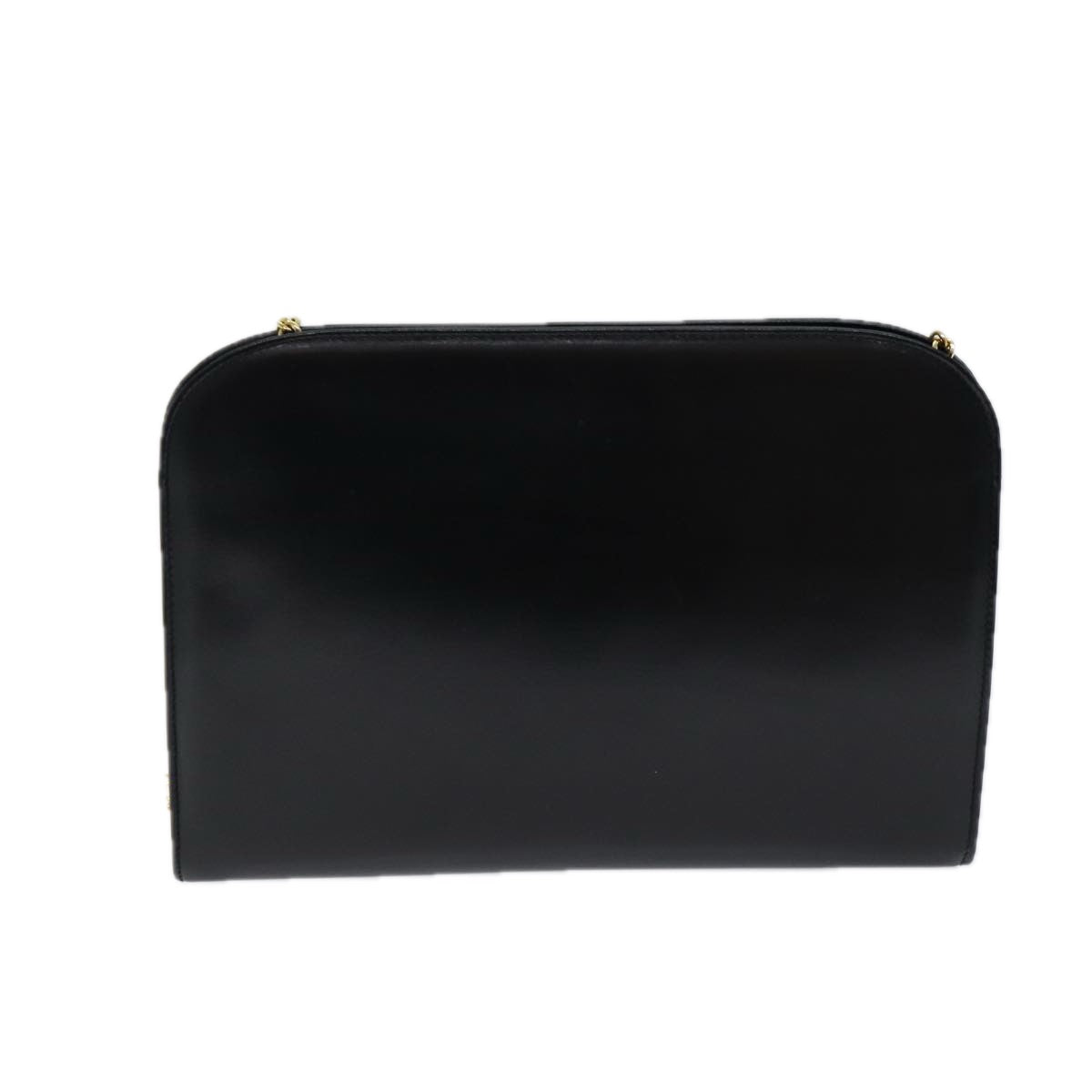 Salvatore Ferragamo Gancini Chain Shoulder Bag Leather Black Auth 69868 - 0