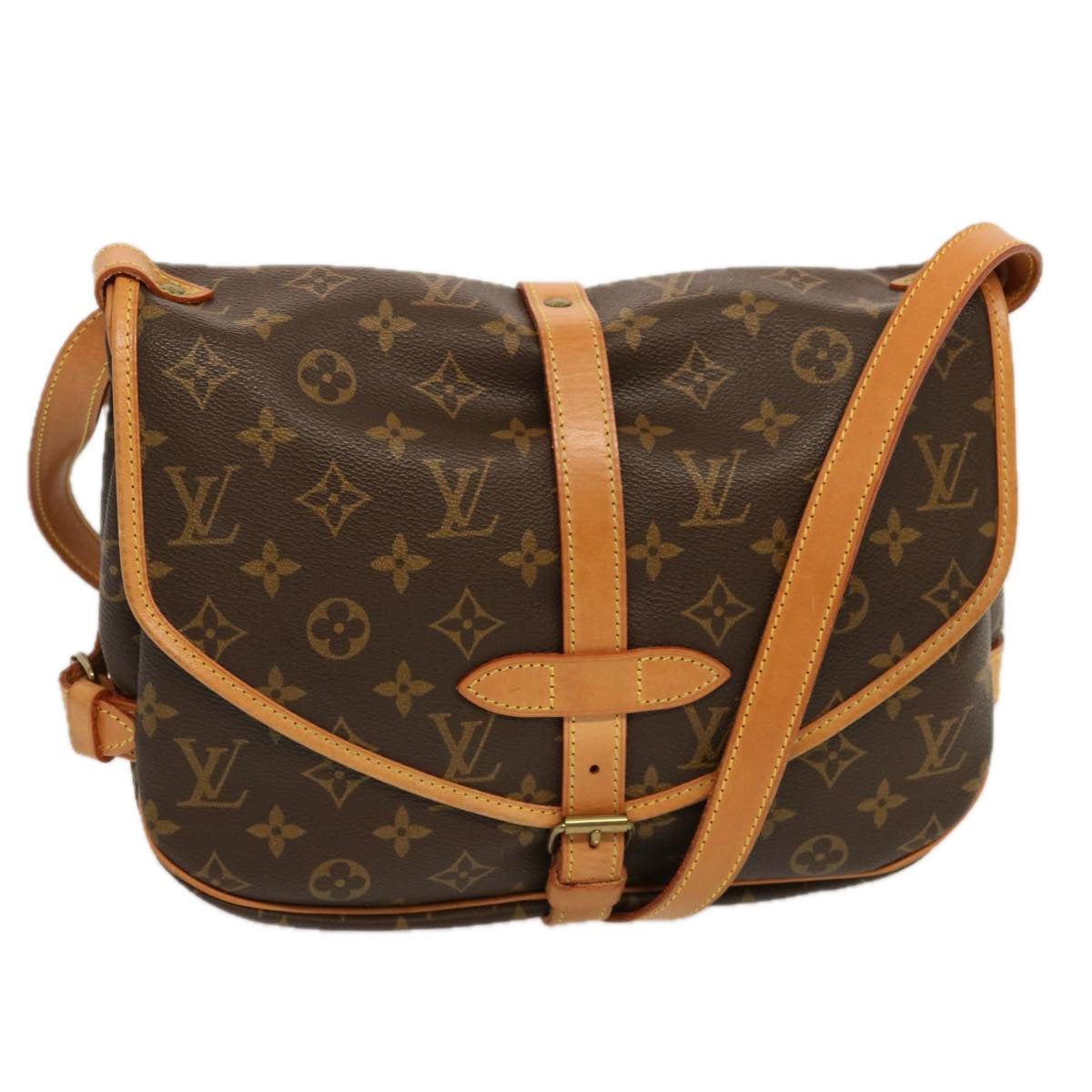 LOUIS VUITTON Monogram Saumur 30 Shoulder Bag M42256 LV Auth 69874A