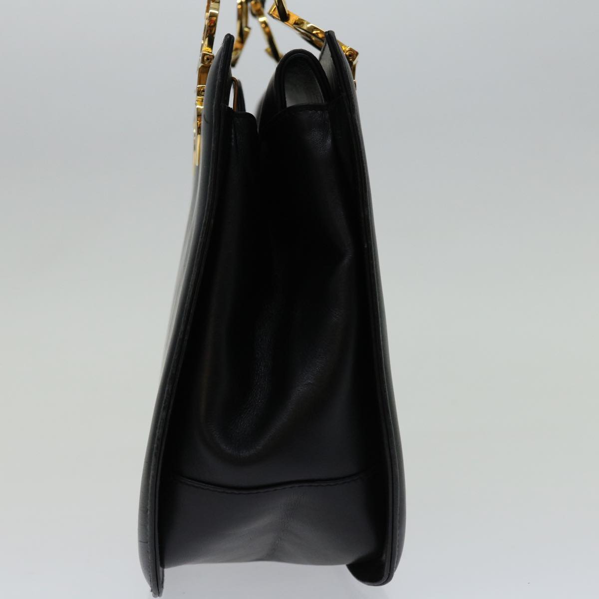 Salvatore Ferragamo Hand Bag Leather Black Auth 69894