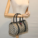 GUCCI GG Supreme Sherry Line Hand Bag PVC Navy Red 40 02 006 Auth 69897-23