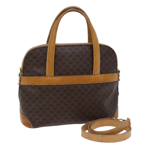 CELINE Macadam Canvas Hand Bag PVC 2way Brown Auth 69898