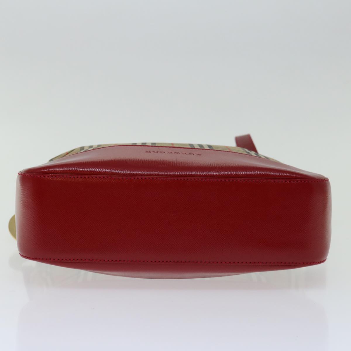 BURBERRY Nova Check Tote Bag Canvas Beige Red Auth 69899