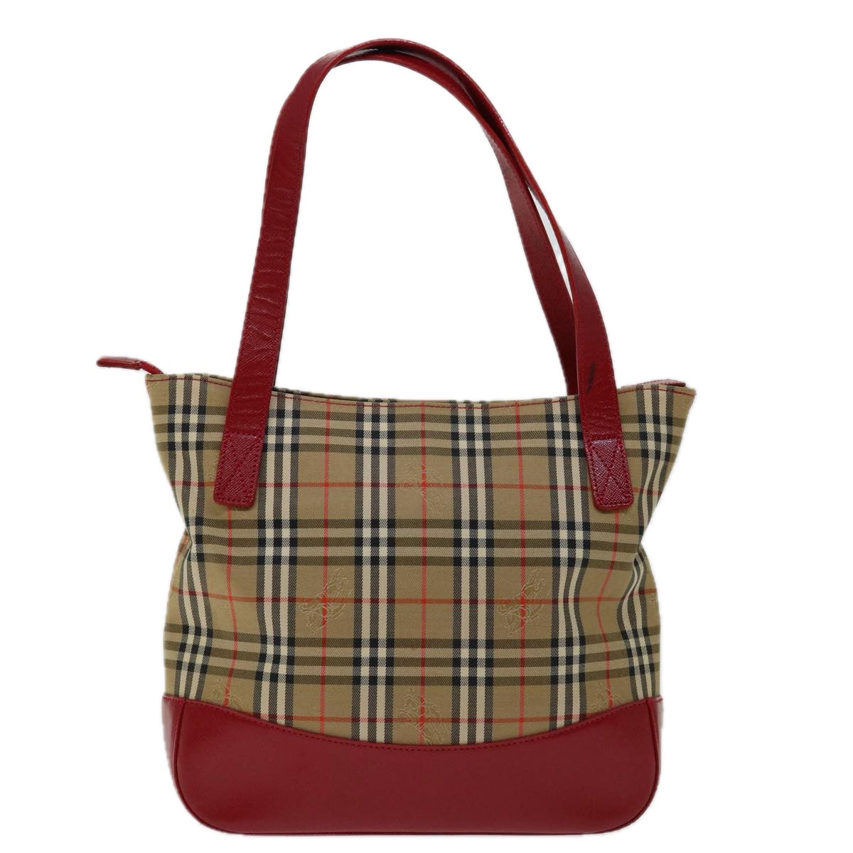 BURBERRY Nova Check Tote Bag Canvas Beige Red Auth 69899 - 0