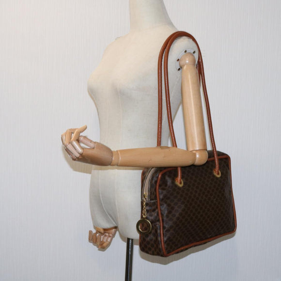 CELINE Macadam Canvas Shoulder Bag PVC Brown Auth 69901