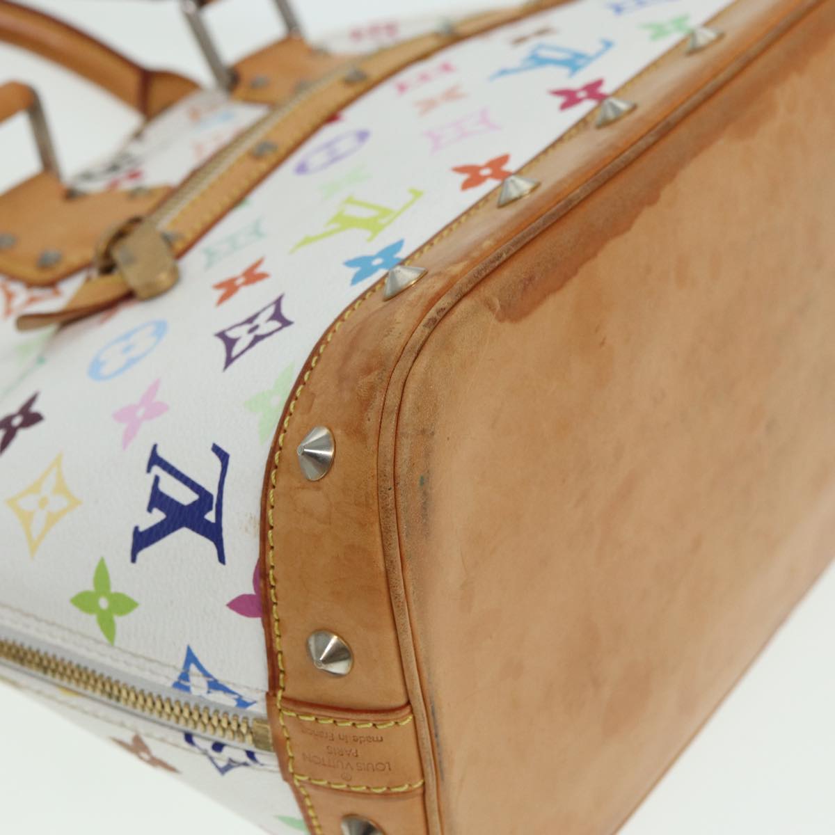 LOUIS VUITTON Monogram Multicolor Alma Hand Bag White M92647 LV Auth 69928