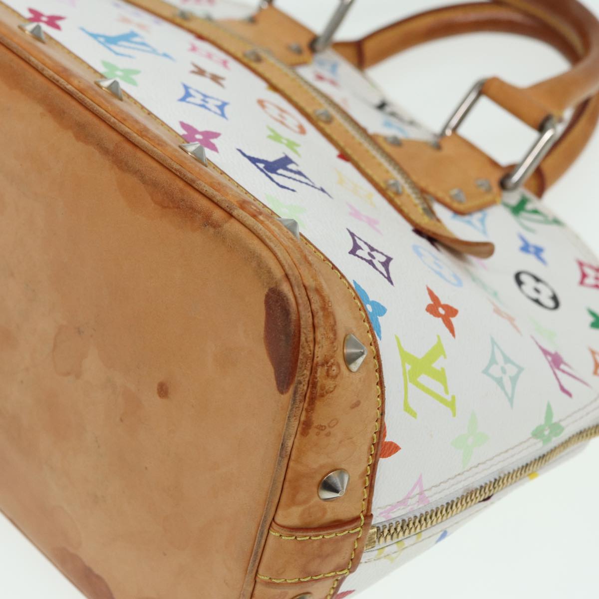 LOUIS VUITTON Monogram Multicolor Alma Hand Bag White M92647 LV Auth 69928