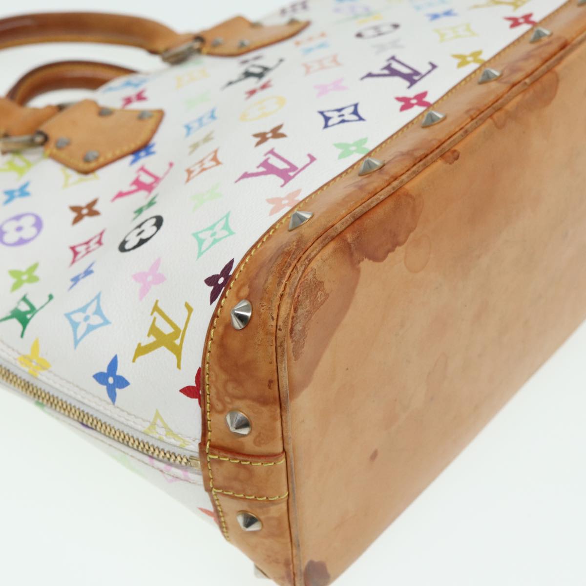 LOUIS VUITTON Monogram Multicolor Alma Hand Bag White M92647 LV Auth 69928