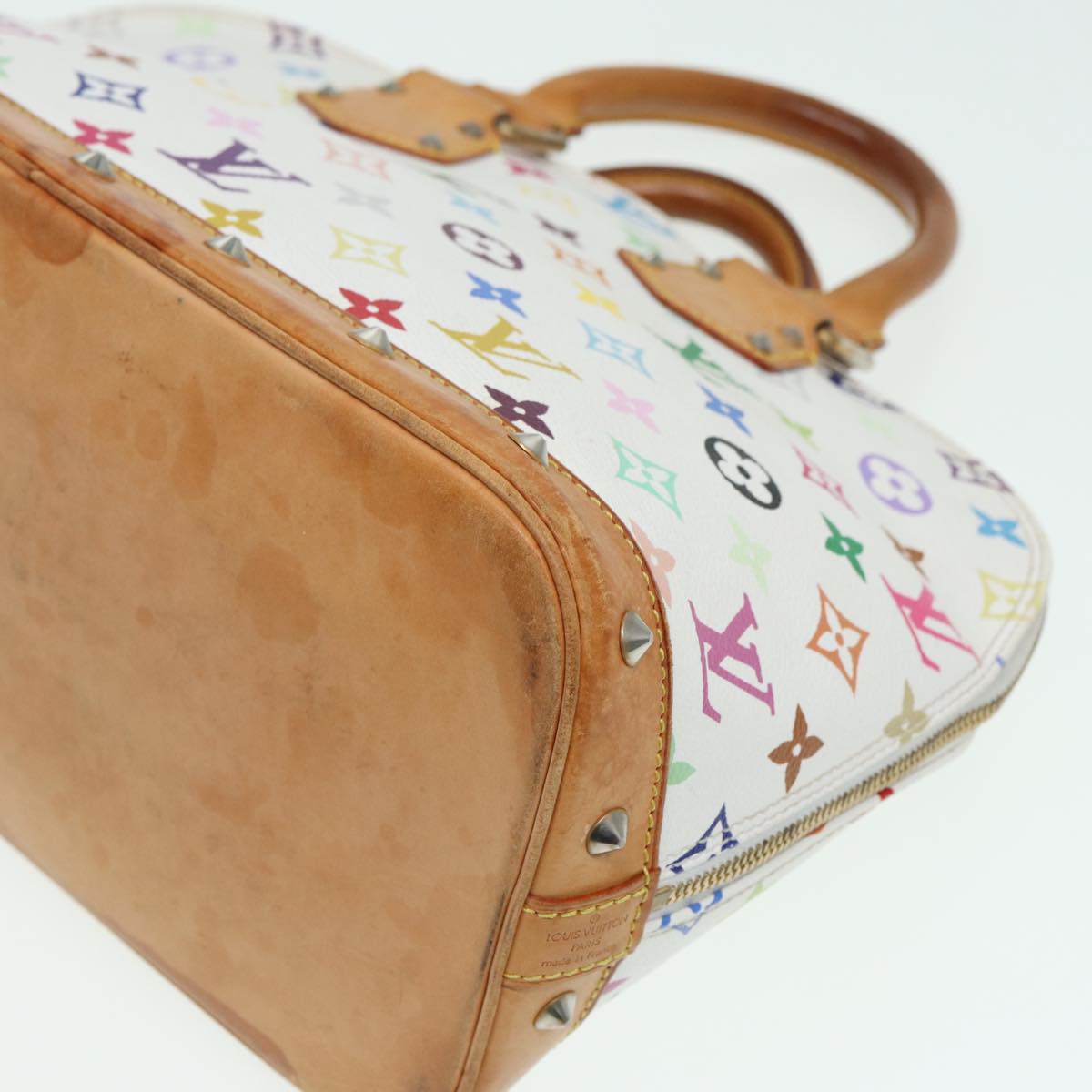 LOUIS VUITTON Monogram Multicolor Alma Hand Bag White M92647 LV Auth 69928